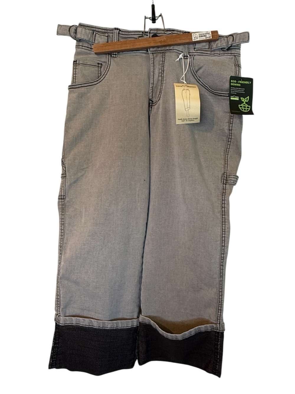 Love Trends Gray Cropped Jeans with Black Cuff